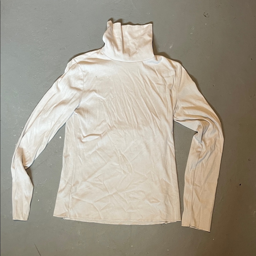 Cream Turtleneck Long Sleeve Top